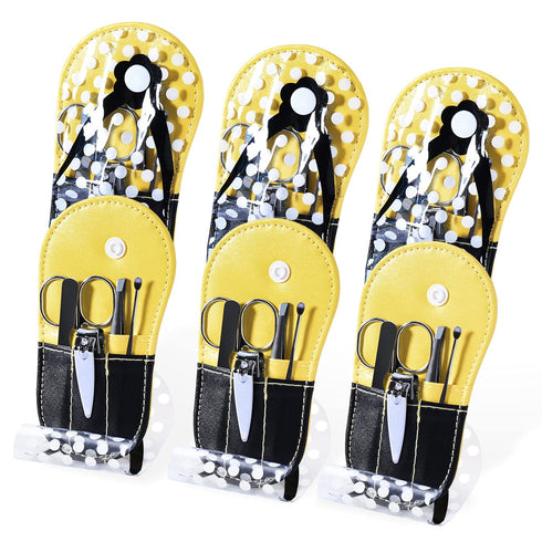 Polka Dot Flip Flop Manicure Sets, Personal Care Kit Pack of 6, Yellow