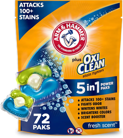 ARM & HAMMER Plus OxiClean Stain Fighters: 5-in-1 Laundry Detergent Power Paks,