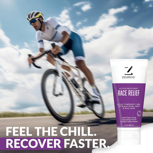 Zealios Race Relief Menthol Pain Relief Gel, 3oz Tube, Fast Acting for Muscle Pain & Arthritis, Cooling Formula