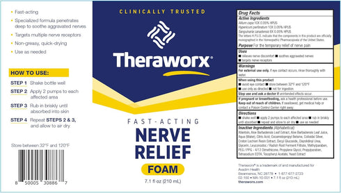 Theraworx Fast-Acting Nerve Relief Foam - 7.1 oz - 1 Count for Aggravated Nerve Discomfort Relief