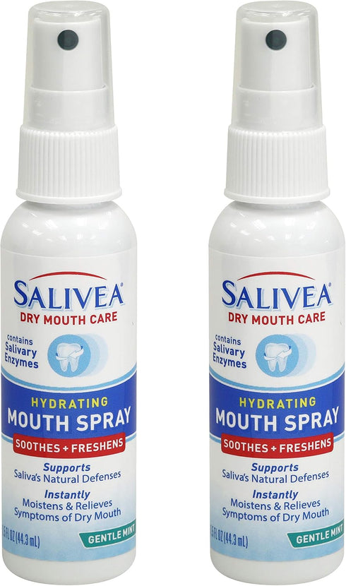Extra Gentle Dry Mouth Spray, Soothing Mint with Natural Salivary Enzymes, 250 Pumps (2 Pack)