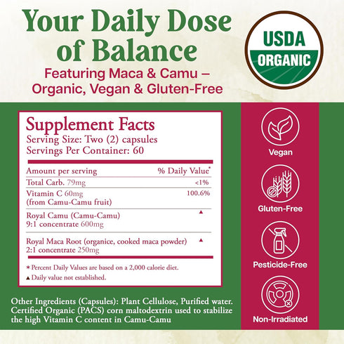 Whole World Botanicals 120 Royal Shilajit + Maca Capsules Herbal Supplement Vegan Capsules Traditional Botanical Blend