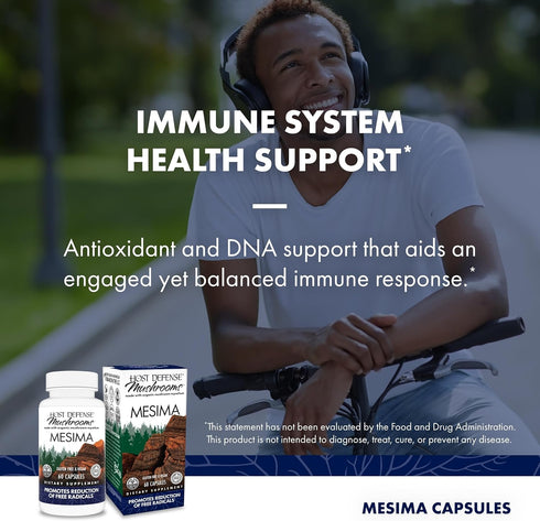 Immune Immune 60 (30 Host Defense Mesima Capsules - Herbal Antioxidant Activity & System Support Supplement - Mushroom
