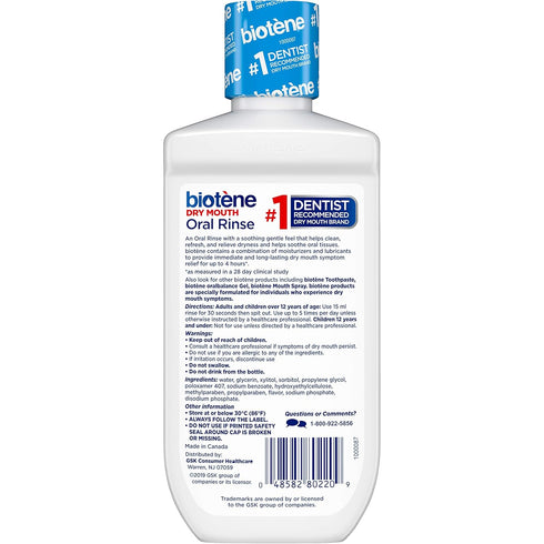 biotène Oral Rinse Mouthwash for Dry Mouth, Breath Freshener and Treatment, Fresh Mint - 8 fl oz