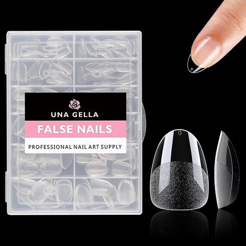 UNA GELLA Extra Short Almond Nail Tips, Full Cover 504PCS Gel x Nail Tips for Home DIY Salon