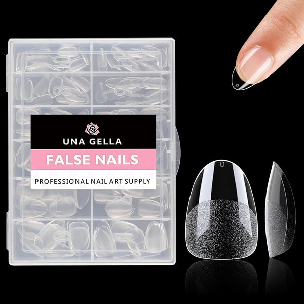 UNA GELLA Extra Short Almond Nail Tips, Full Cover 504PCS Gel x Nail Tips for Home DIY Salon