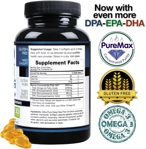 Wild Caught Omega 3 Fish Oil Supplement 2,900 Milligrams - Enhanced DPA-EPA-DHA Formula