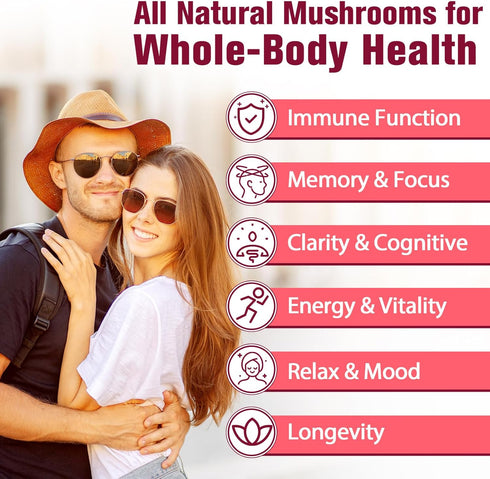 Sublingual Mushroom Complex 4000mg, 18-in-1 Lions Mane Mushroom Supplement with Reishi, Cordyceps, Chaga, Turkey Tail &