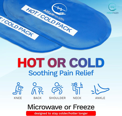Reusable Hot and Cold Gel Ice Packs for Injuries, Cold Compress, 10.5 in Long x 5 in Wide, 4 Pack Blue