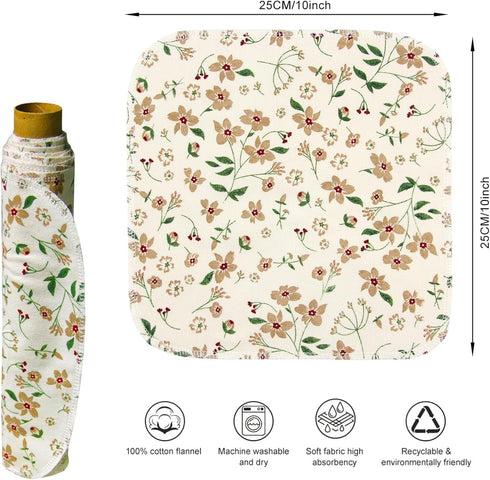 PINOWU Reusable Paper Towels, Cotton Cloths (12pcs), Absorbent Kitchen Dishcloths, Washable Paperless Towels