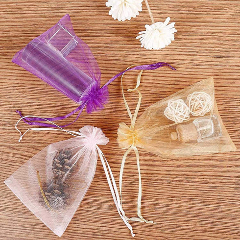 50pc 4x6 inches Gifts Wrap Bags Mixed Color, Organza Sheer Fabric Drawstring Pouches for Baby Shower Favor