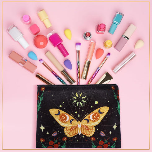 Kajaia 12 Pcs Butterfly Makeup Bag, Christmas Gifts for Women, Canvas Cosmetic Bag