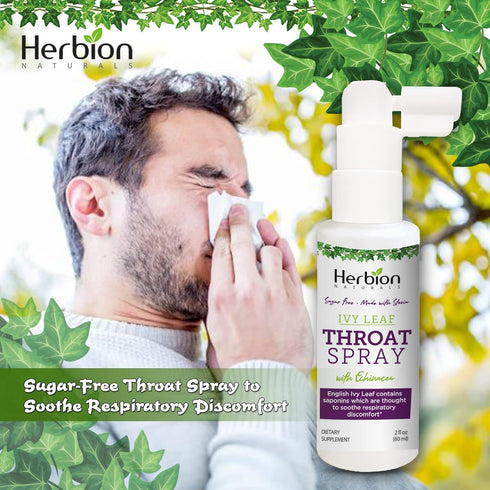 Herbion Naturals Throat Spray, Soothes Respiratory Discomfort with English Ivy, Marshmallow, Echinacea Extracts for