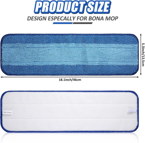 8 Pieces Microfiber Cleaning Pads Compatible with Bona Mop Reusable 18 Inch Mop Replacement Pads Washable Microfiber Mop Pads Refills Replacement Mop Heads for Floor Cleaning