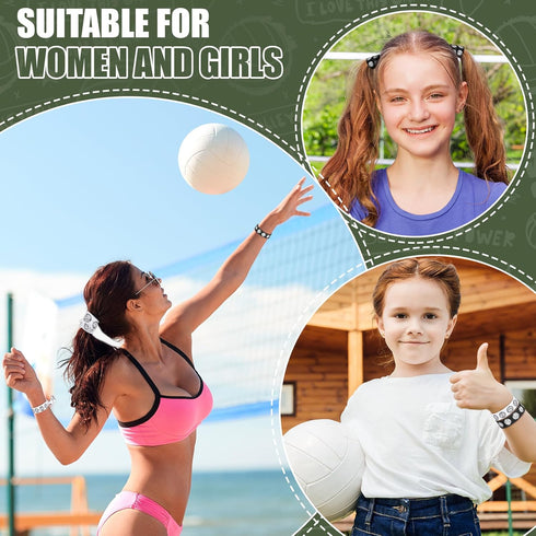 Volleyball Hair Ties - 20 Pcs Accessories, No Crease Ribbon Ponytail Holders for Girls Women Players (Black, White)