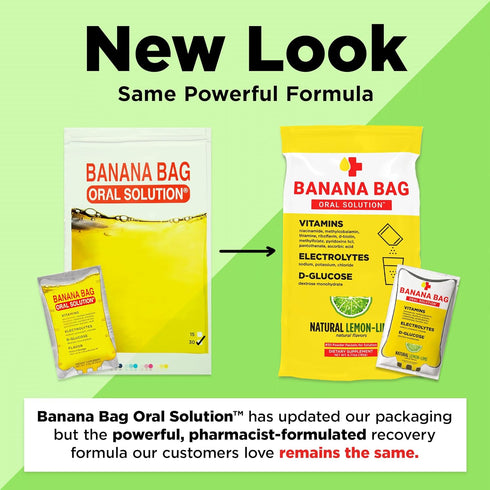 Banana Bag Oral Solution, Pharmacist Hydration Recovery Formula, Electrolyte & Vitamin Powder Drink Mix - Pack of 15
