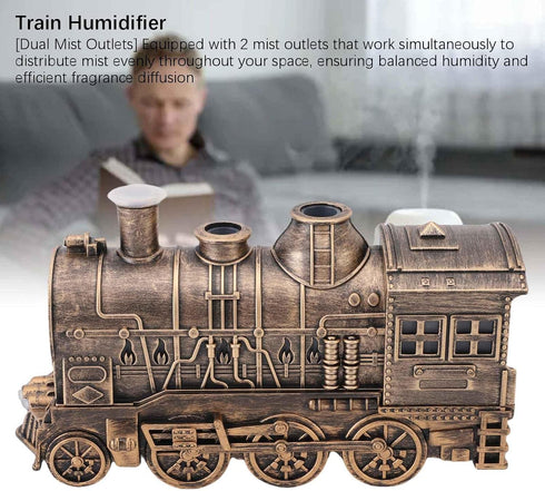 ICRPSTU 300ml Train Humidifier Diffuser, Cool Mist Quiet therapy Diffuser for Essential Oils, Double Outlets Train