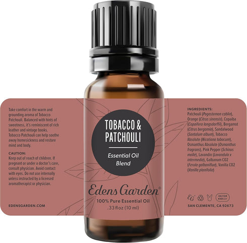 Edens Garden Tobacco Patchouli Essential Oil Blend - 100% Pure Premium Grade, Natural Aromatherapy, 10 ml (.33 fl oz)