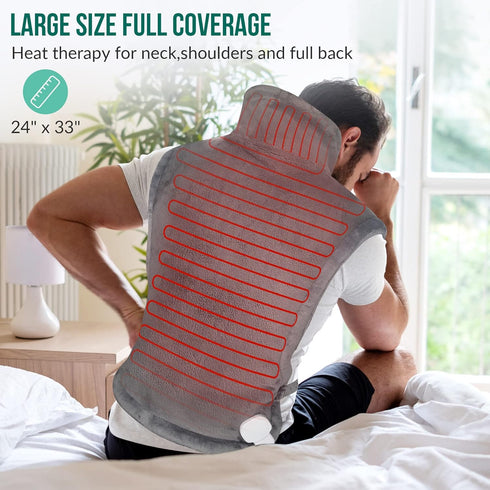 Snailax Heating Pad for Back Pain Relief - FSA HSA Eligible, Electric Large Heating Pad, Grey