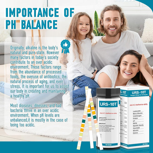Urine Test Strips URS 10-in-1, 10 Parameters UTI Test Strips, Ketone Test Strips, 100 CT for Urinalysis