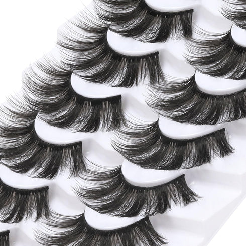 Losha Lashes 7 Pairs Fluffy Faux Mink Eyelashes, Soft Handmade False Eye Lashes for Dramatic Makeup