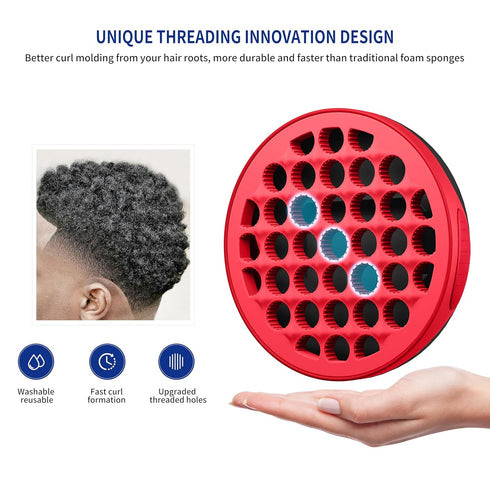 Silicone Curl Brush Set (Red) | Magic Curly Hair Brush, Africa Comb, Afro Pick, Wave Curler Tool for Men, Women, Boys,