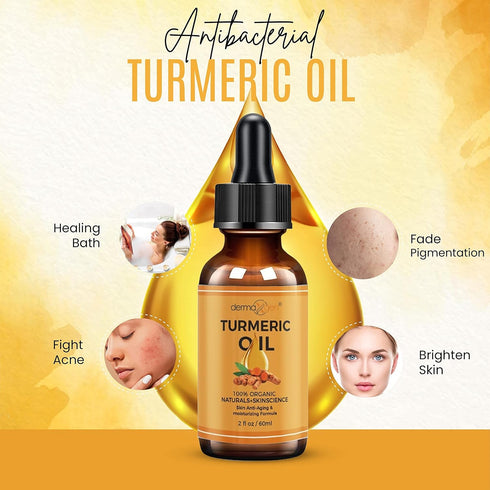 Turmeric Oil + Organic Moisturizer, Reduce Acne, Dark Spot Remover, Hydrate Dry Skin, Anti-Aging Glow Oil for Face,