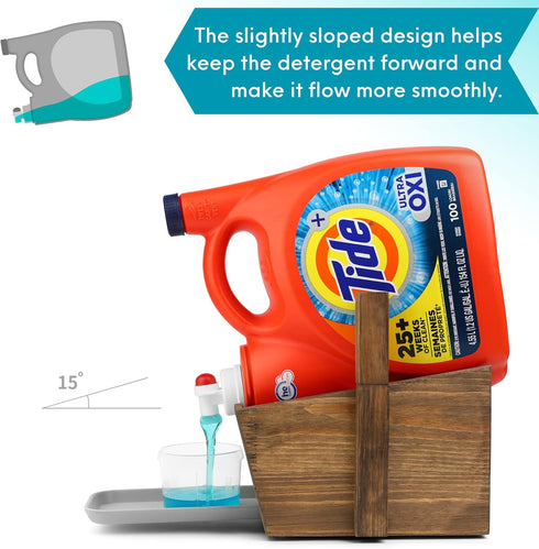 Besuerte Laundry Detergent Stand, Farmhouse Liquid Laundry Detergent Holder, Organizer for Laundry Room (Jacobean)