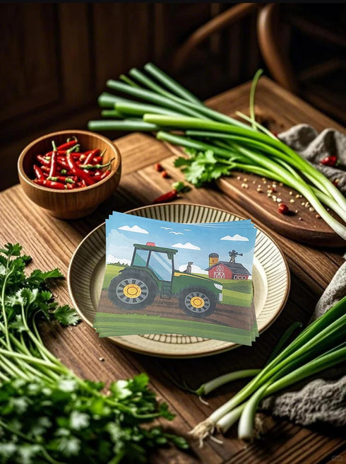 zxyxka 40Pcs Set Decoration(6.5in) Tractor Farm Dessert Napkins Car Locomotive Lunch Dinner Tableware Disposable Paper