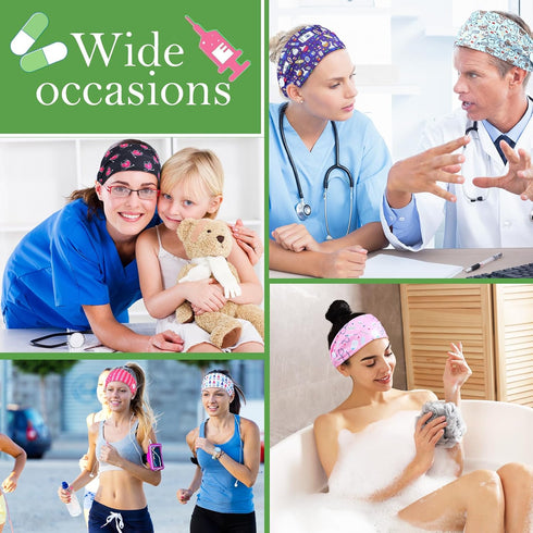 Jexine 20 Pcs Nurse Headbands with Button, Non Slip Hair Bands for Ear Protection for Women Men