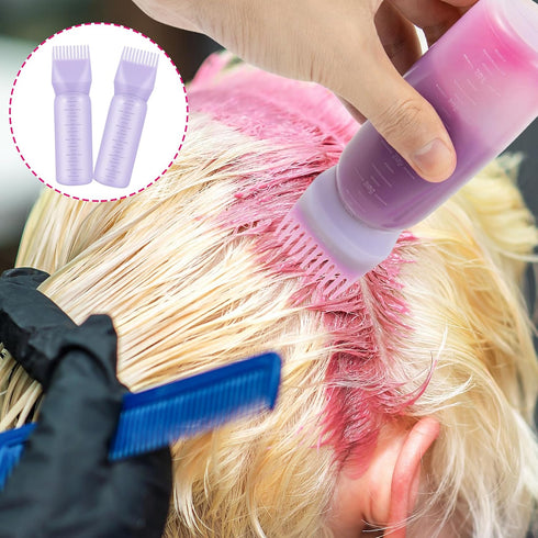4 Pcs Root Comb Applicator Bottle | 6 Oz Hair Dye Applicator with Comb and Scale for Hair Care | Purple