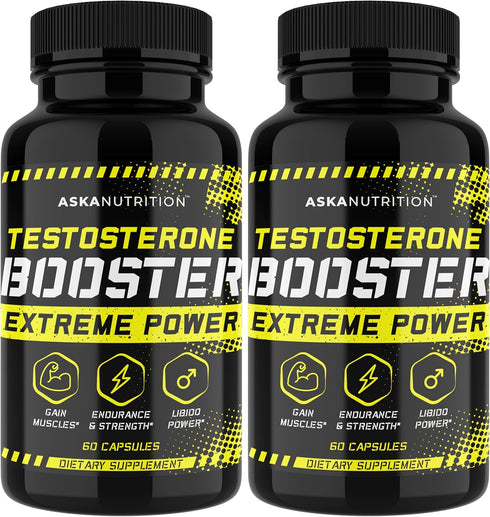 Testosterone Booster for Men, 2 PACK, Natural Test Booster with Horny Goat Weed & Tongkat Ali, Muscle Builder,
