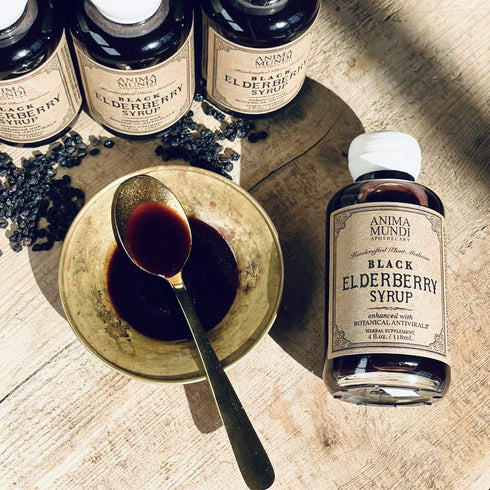 Anima Mundi Organic Black Elderberry Syrup - 4oz with Skullcap Baikal, Cordyceps, Reishi, Shiitake & Maitake Mushrooms