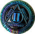 2 Year AA Medallion Reflex Rainbow Plated Black Sobriety Chip II