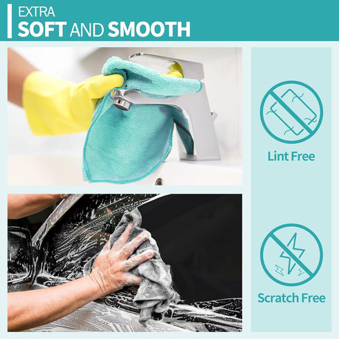 Microfiber Cleaning Cloth - 20 Pack, 12" x 12" Dish Cloths, Lint Free, Washable Reusable for Kitchen, Car, House