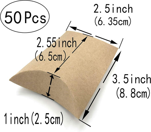 Vintage Kraft Paper Pillow Candy Box, Thank You Treat Box Kit, Rustic Gift Boxes with Twine for Wedding Favors, 50pc