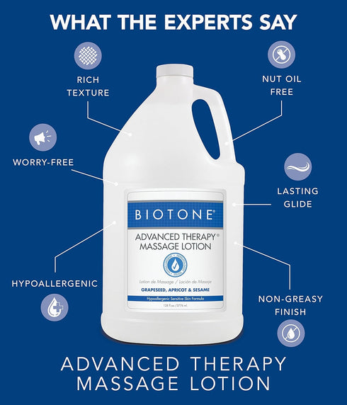 BIOTONE Advanced Therapy Massage Lotion, Hypoallergenic, Fragrance-Free, Non-Greasy Finish, More Glide