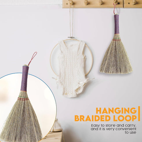 Handmade Bamboo Grass Broom - Angled Bristles for Sweeping Debris & Dust, Compact Cleaning Essential, 11 Inch