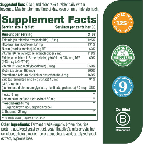 MegaFood Kids B Complex - 8 B Vitamins with Vitamin B6, B12, Folate, Biotin & More - Vegetarian, Gluten Free - 30 Mini