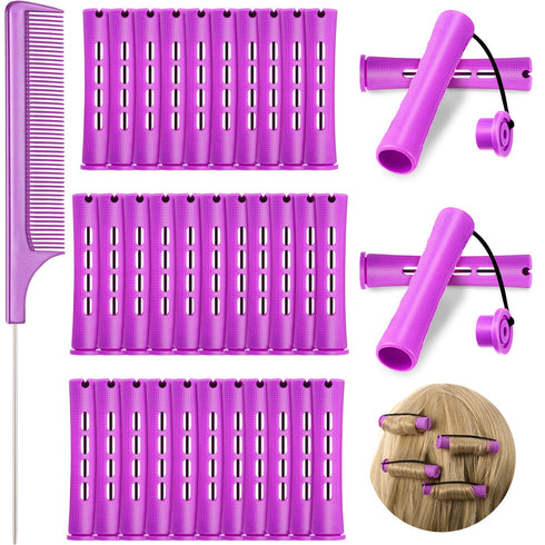 WILLBOND 36 Pieces Cold Wave Rod Hair Perm Rods - Hair Rollers with Steel Rat Tail Comb for Hairdressing Styling