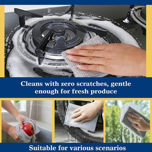 Vhalyx 12pcs 7.87"x7.87". (12, (12pcs[Three-Layer 7.877.87inch) Scratch-Free Steel Dishcloths. Reusable, Quick-Dry