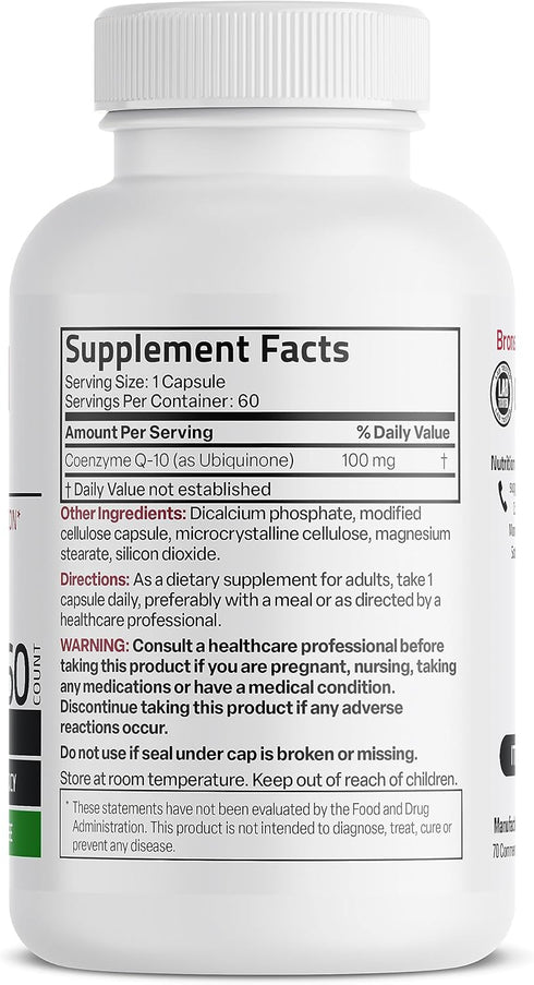 Bronson CoQ10 100 MG High Potency Cellular Energy Production, 60 Vegetarian Capsules