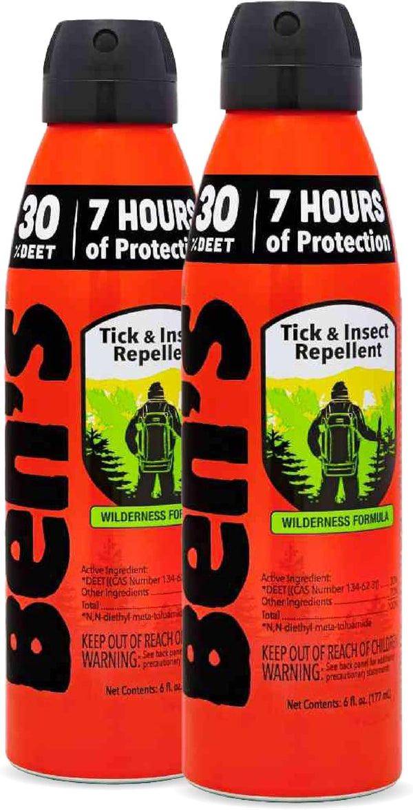 Ben's Eco Tick & Insect Repellent Spray - 30% DEET Bug Spray for Mosquitoes, Ticks - 6 oz (2 Pack) - Up to 7 Hours
