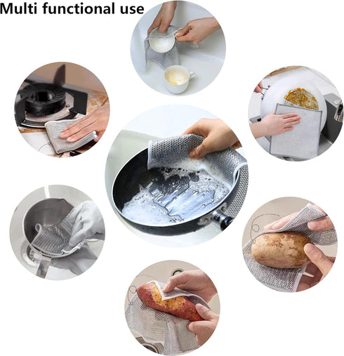 HABOQUAN 10-Pack (7.87 Inches) Non-Scratch Metal Dish Cloth: Multi-Purpose Metal Cleaning Rag for Kitchen - Cleans