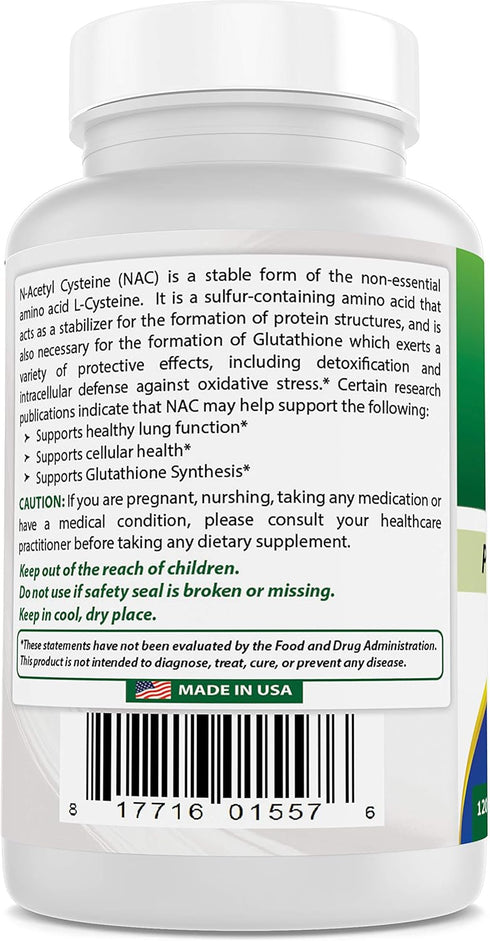 Best Naturals NAC - N Acetyl Cysteine 600 mg 120 Capsules - Powerful Antioxidant