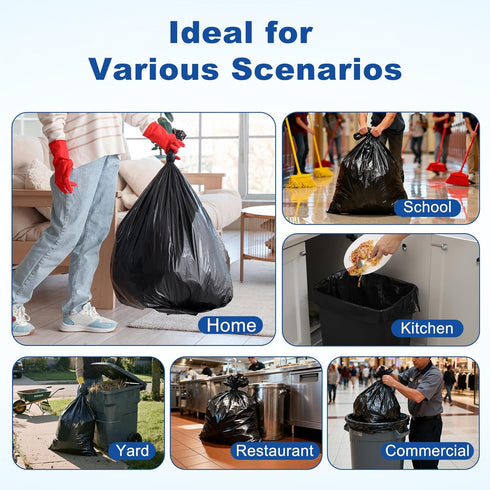 Store 30-33 0.9MIL,100 Count, 32"x38" Commercial, Gallon Trash Bags, Black Garbage Bags, Bolsas de Basura, Durable