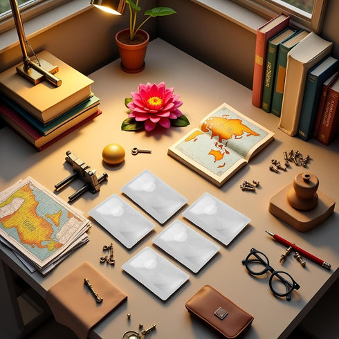 Sluswallow 3X 5Pcs Pocket Magnifier, Portable Fresnel Lens Credit Card Size Magnifying Glass Wallet Magnifying Lenses
