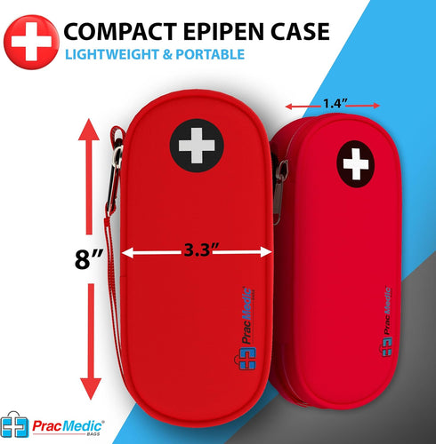 PracMedic Bags EpiPen Carry Case - Insulated Compact Case holds 2 Epipens or Auvi-Q, Inhaler, Antihistamine Meds for