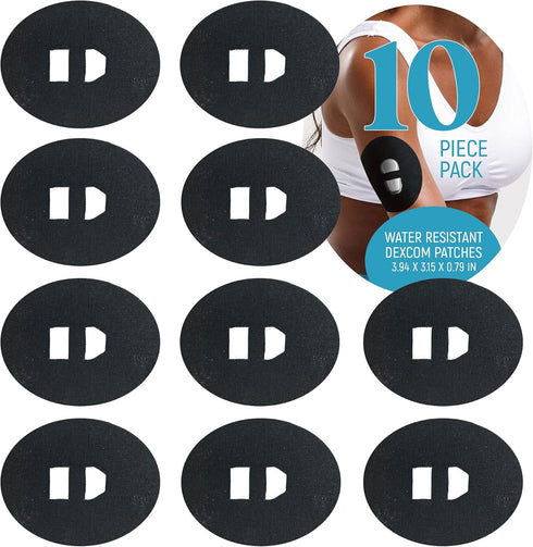 RockaDex Adhesive Suits for Dexcom CGM, G4 G5 G6 with New Overtape Design, Black