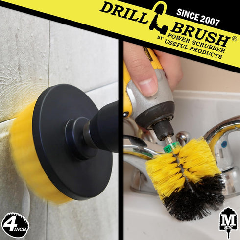 Carpet Cleaner Mini Corner Drill Brush and 4-inch Flat Scrub Brush Kit for Bathroom Accessories